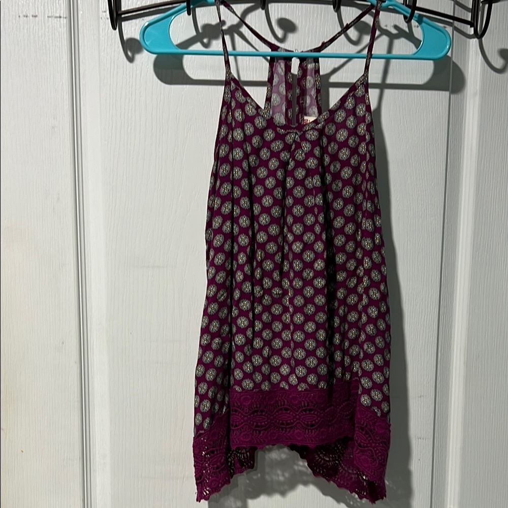 Mossimo Purple Patterned Tank Top XS.
